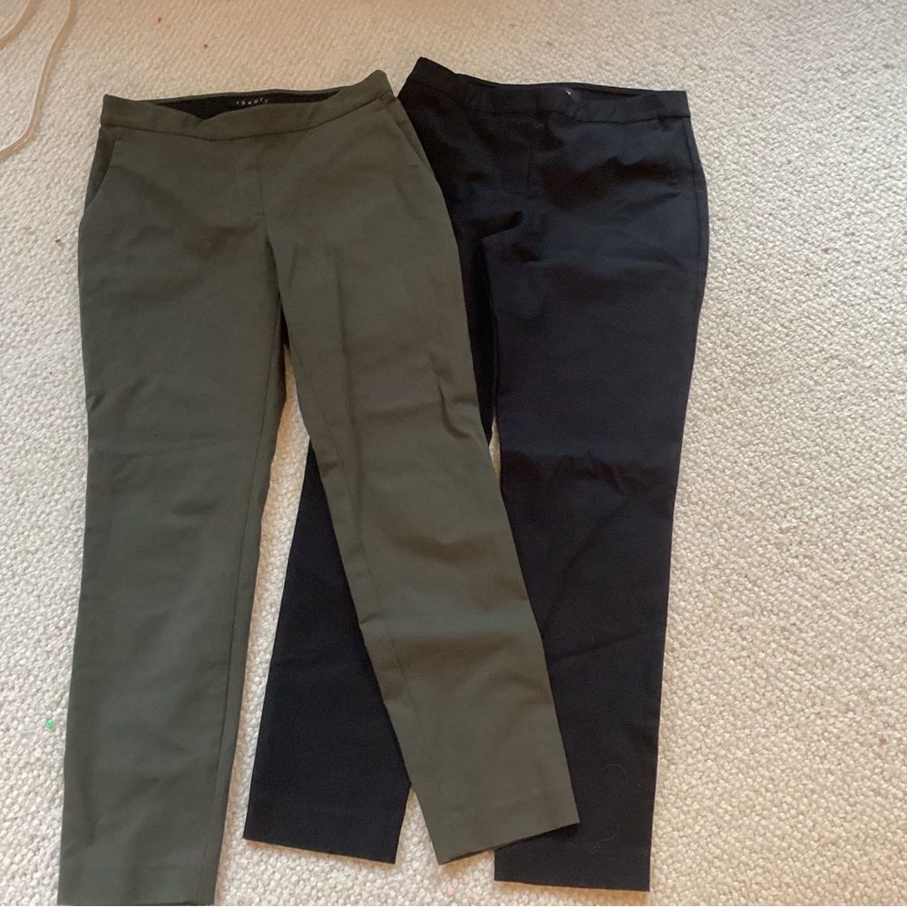 Theory Olive Green and Navy Trousers Size 0 Women’s